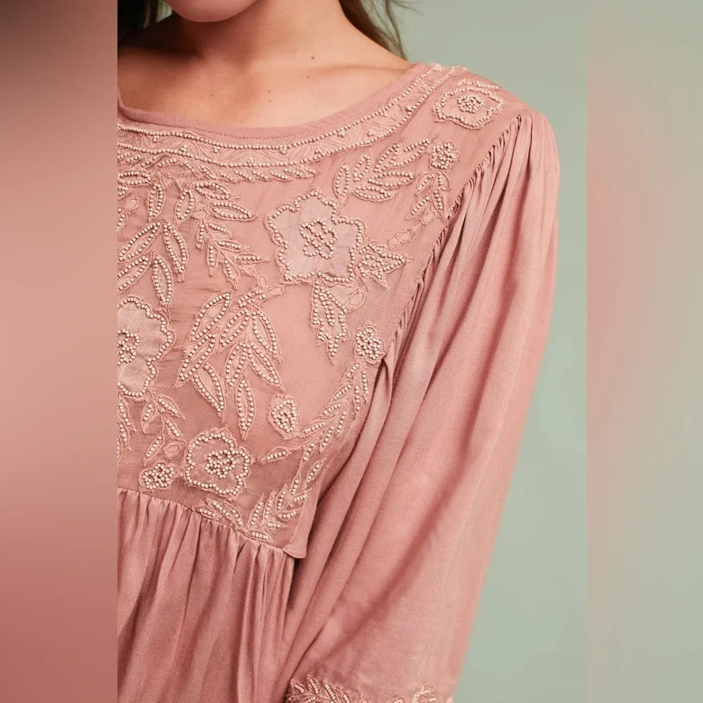 Anthropologie Love Sam Fluttered and Beaded Blouse Medium - Picture 3 of 14